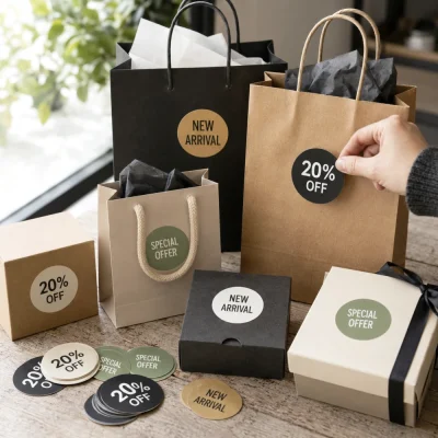 gift box packaging bags stickers