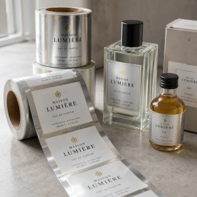 silver pet foil gold roll labels for glass bottle