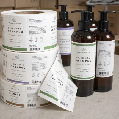 white bopp waterproof oil resistant roll labels for shampoo