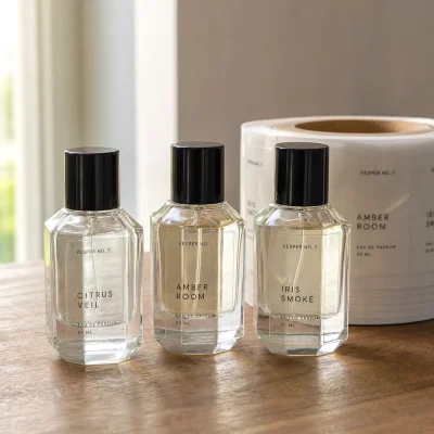 clear pet perfume roll labels