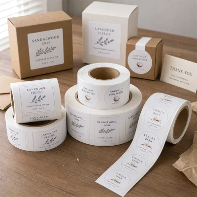 retail packaging white paper roll labels