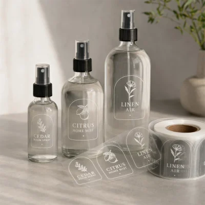roll transparent room spray labels
