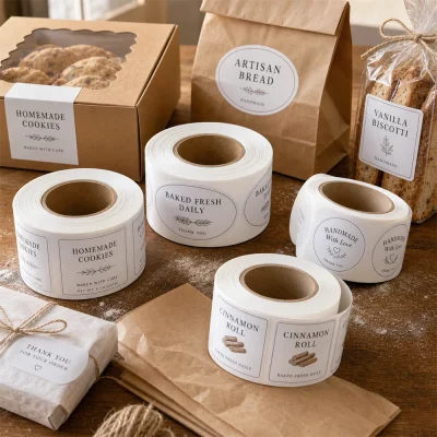 bakery white paper roll labels