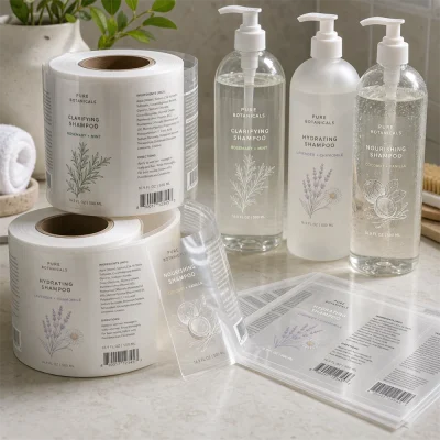 clear bopp pet shampoo roll labels