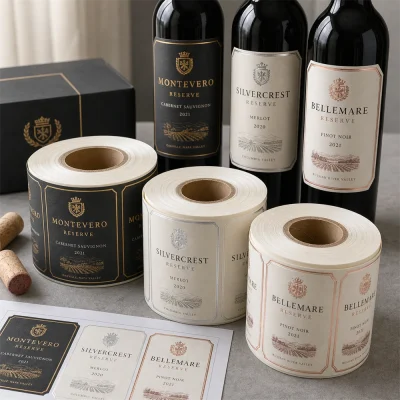 foil stamped wine roll labels