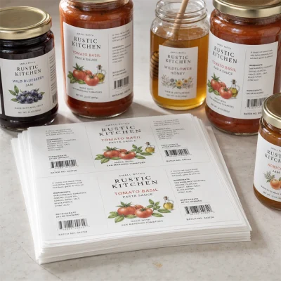 food jar white bopp sheet labels