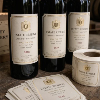 gold foil estate paper red wine