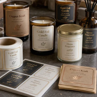 foil candle labels textured paper