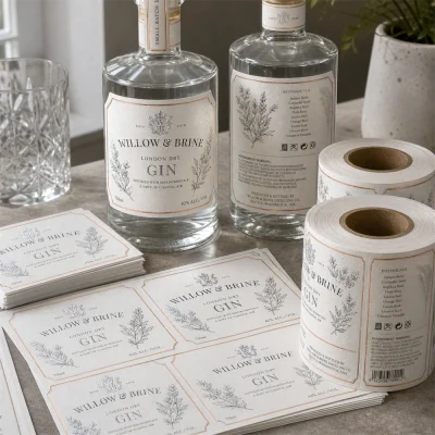 gin botanical laid paper labels