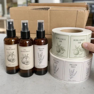 roll satin production room spray labels
