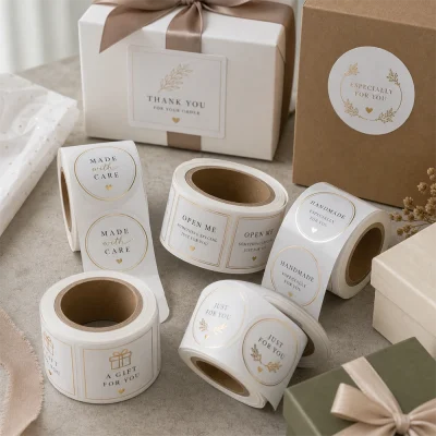 foil gift white paper roll labels