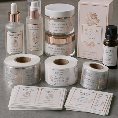 foil skincare perfume labels