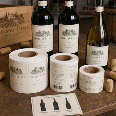 front back neck wine roll labels