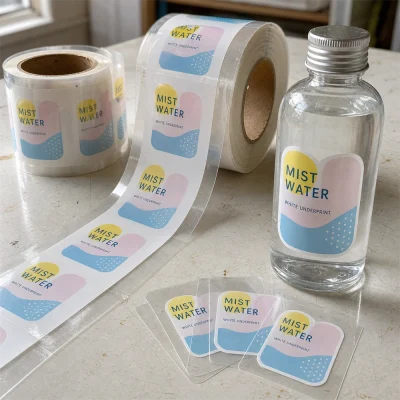 white underprint clear bopp roll labels