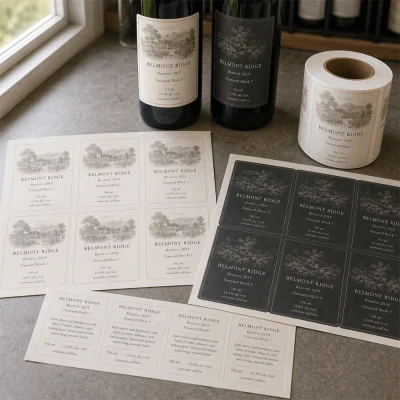 wine front back sheet labels