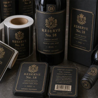 black gold foil reserve labels