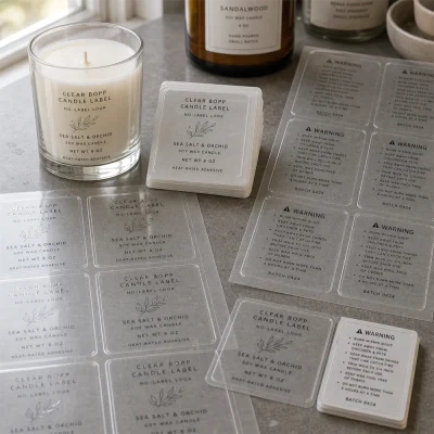 clear bopp candle labels