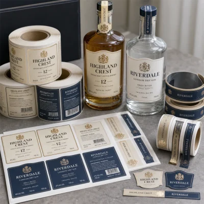 front back neck spirit label set