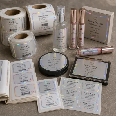 holographic makeup foil labels