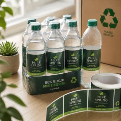 rpet sustainable water bottle labels