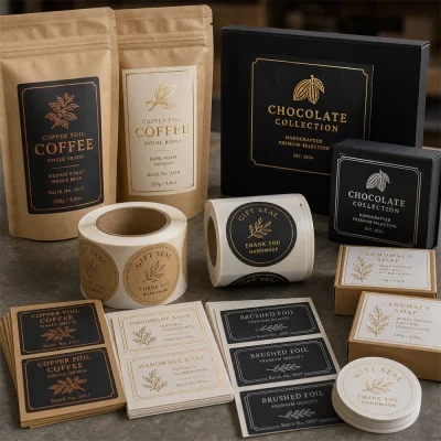 foil gold coffee chocolate gift labels