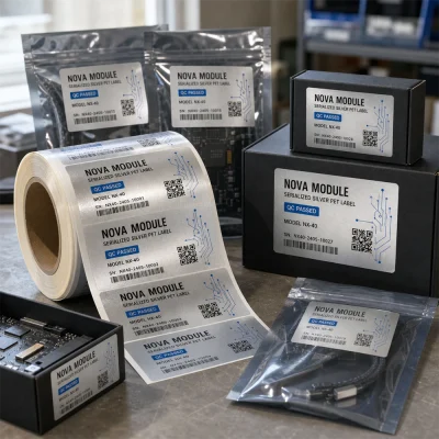 electronics silver pet labels