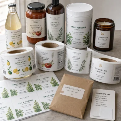 material sample white bopp labels
