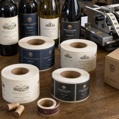 winery production wine roll labels