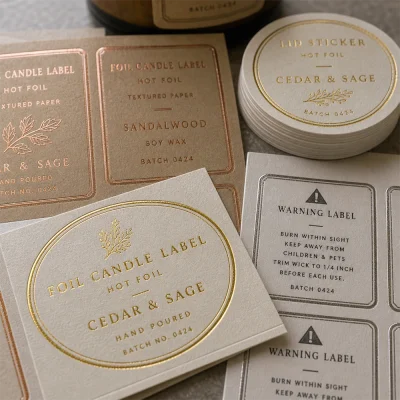 foil candle label edge macro