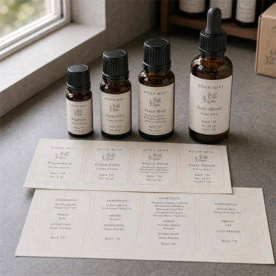 sheet label essential oil set