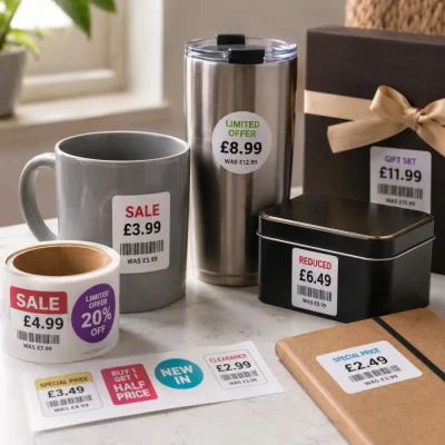 Removable white bopp product price labels