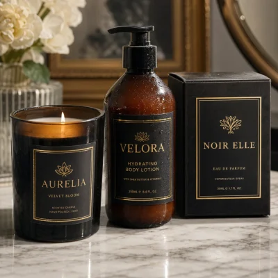 black label gold foil labels