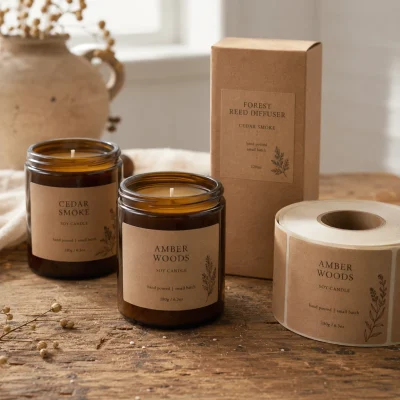 brown kraft roll labels for candle