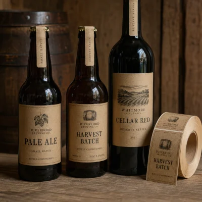 brown kraft roll labels for wine