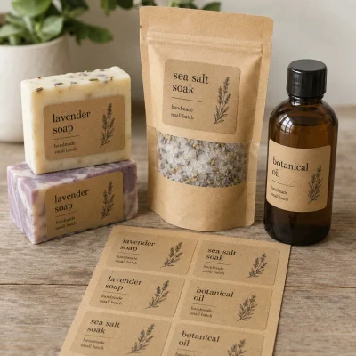 brown kraft sheet labels for soap