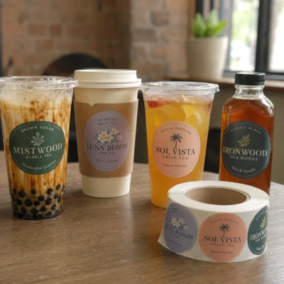 bubble tea labels roll