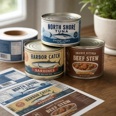 canned food labels roll and sheet