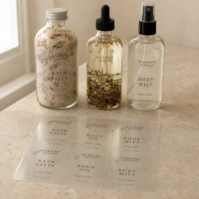 clear bopp labels for glass and plastic bottles