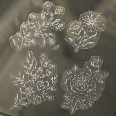 flowers shape clear vinyl labels