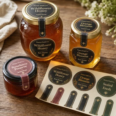 custom sheet gold foil honey labels