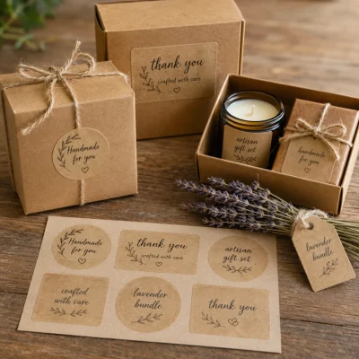 gift box brown kraft sheet labels