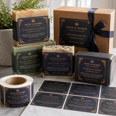 high end gold foil soap labels sheet roll labels