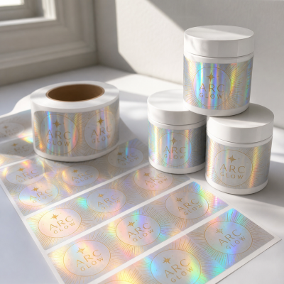 holographic vinyl labels plastic can
