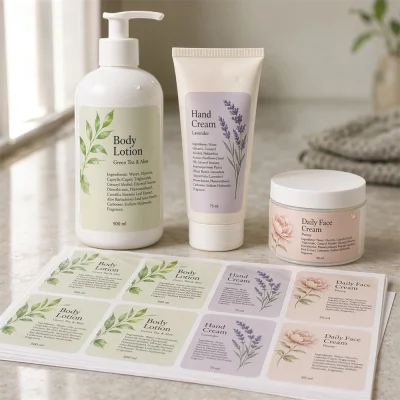 sheet lotion face cream label