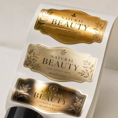 custom metalized bopp labels for beauty