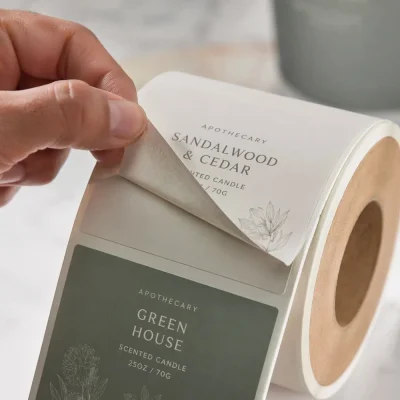 custom removable white paper roll labels