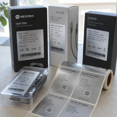 silver pet labels electronic products