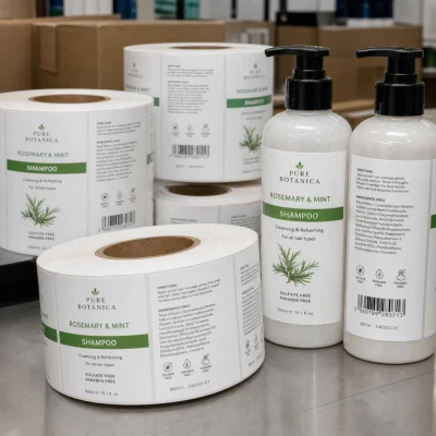 white bopp labels for shampoo