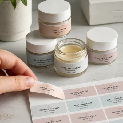 white bopp sheet labels eye cream