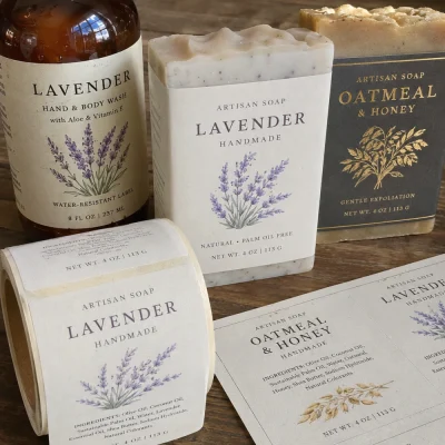 white paper foil labels for soap